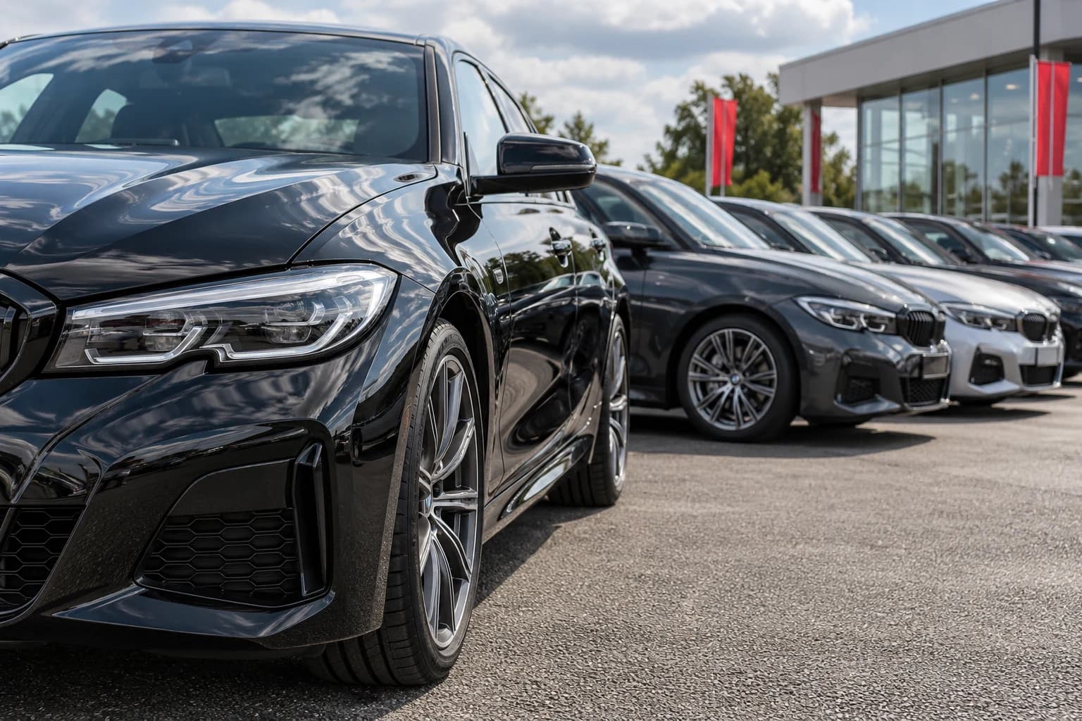 Cars outside a dealership, illustrating SEO for car dealerships